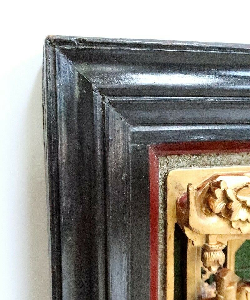 photo buy Large Asian Panel In Lacquered Wood, China – Late 19th Century