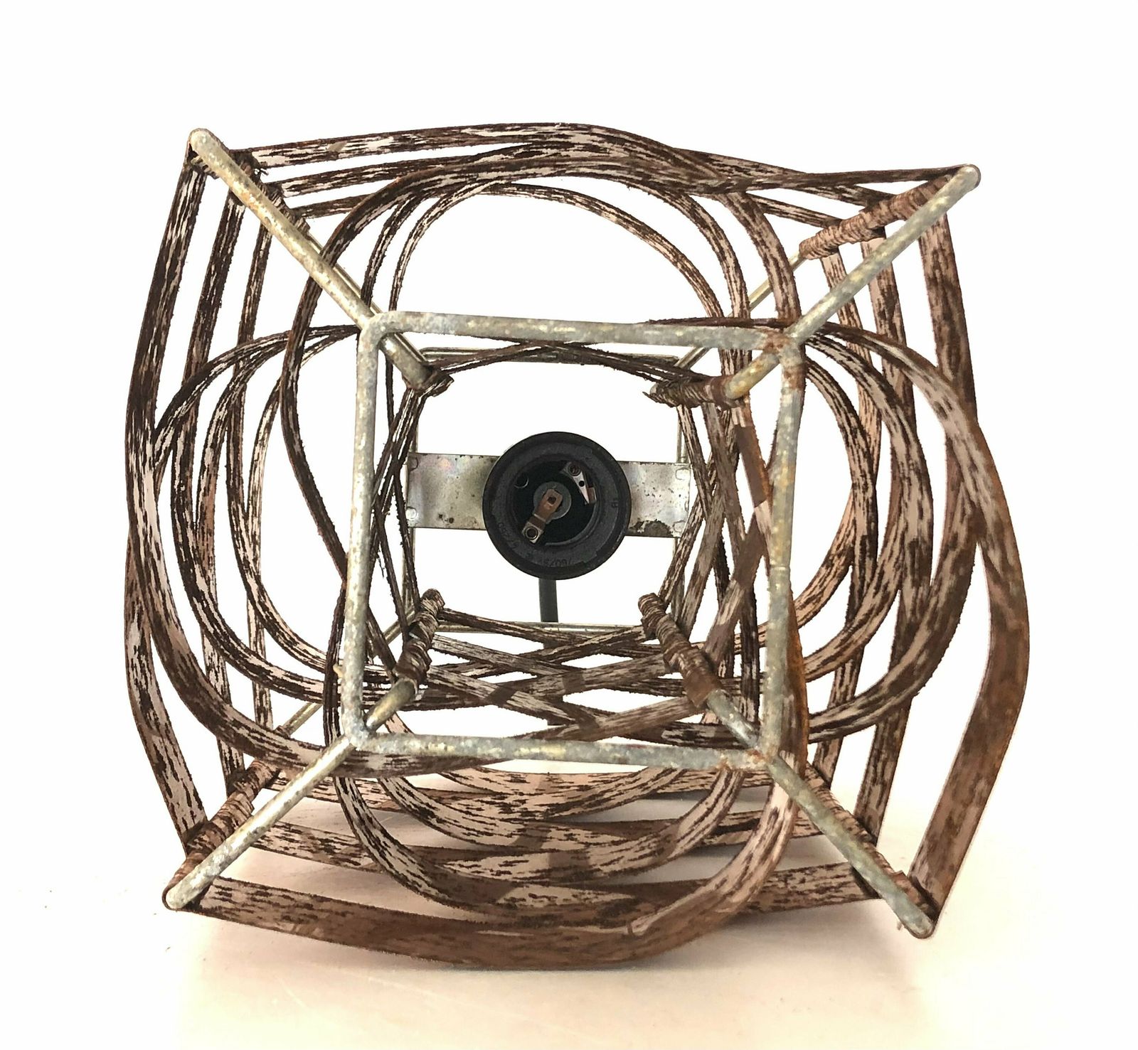 photo furniture French Max Sauze Mid Century Modern “Mars” Vintage Heavy Patinated Copper Ceiling Lamp With Multilayer Shades   Design From The 1960s