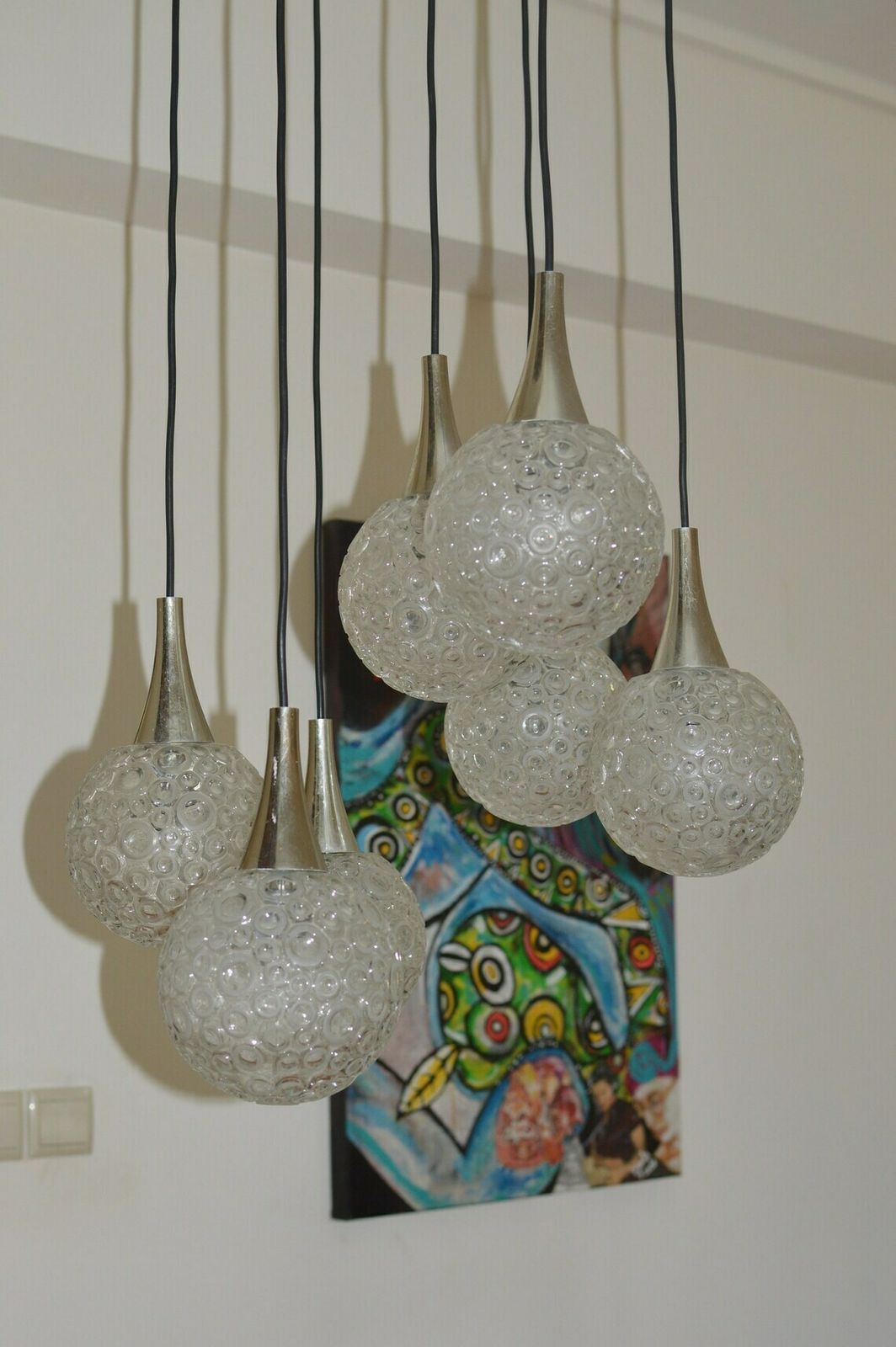 Lamp Mid Century Space Age Cascade Sputnik Chandelier 1970. Original photo vinterior