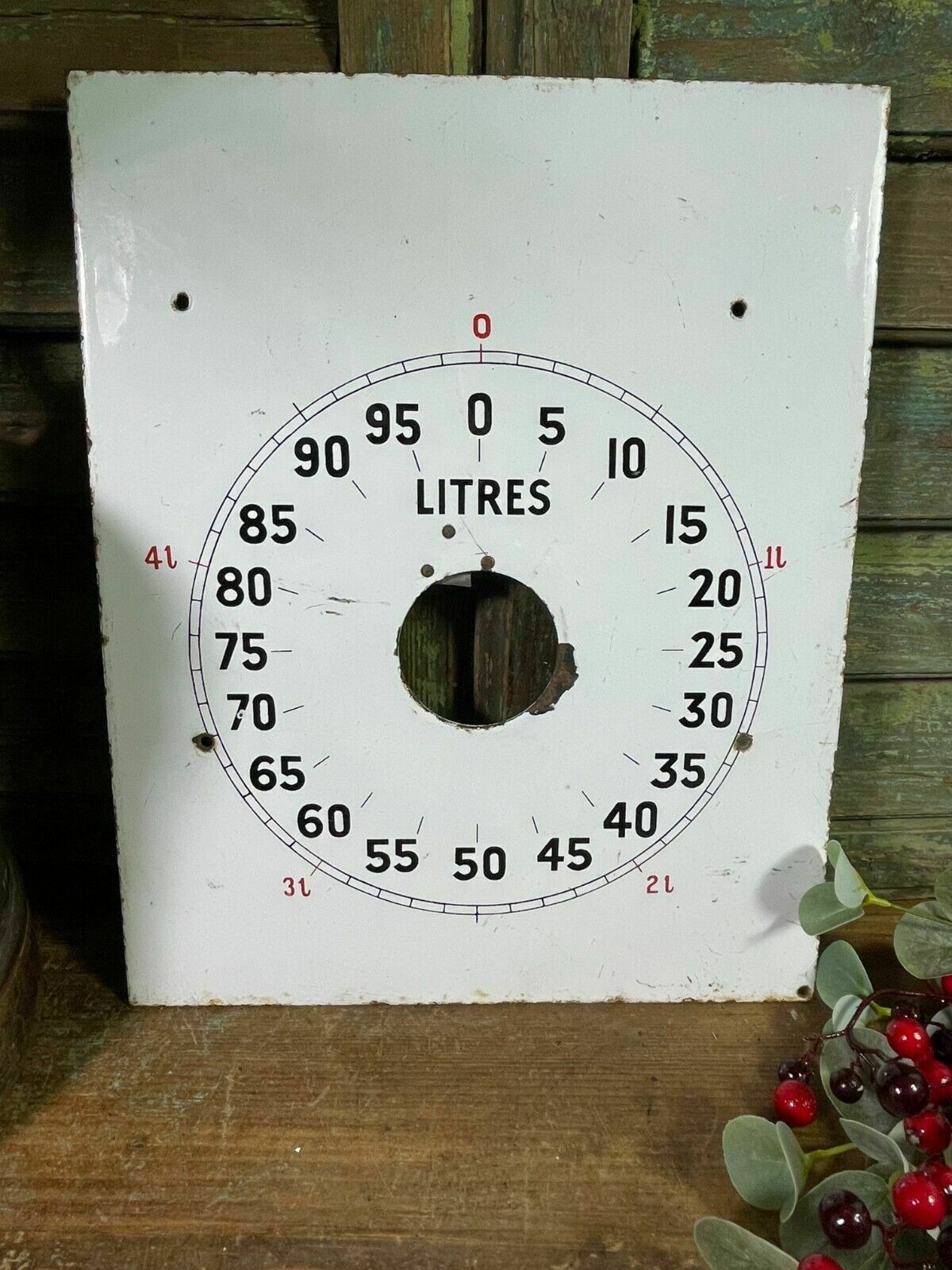Vintage Enamel Petrol Pump Gauge Dial Automobilia Sign photo buy
