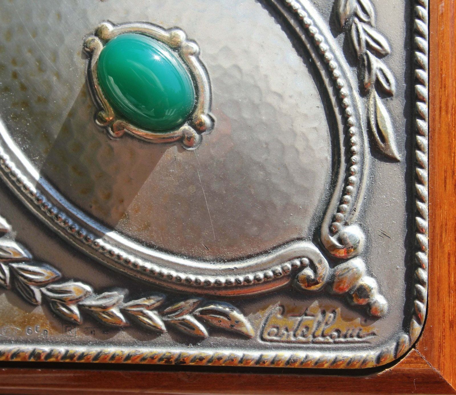 photo furniture Statement Sterling Silver Mirror By Bruno Castellani, Signed Italian Table Top Makeup Vanity Mirror Ornate Designer Decoration