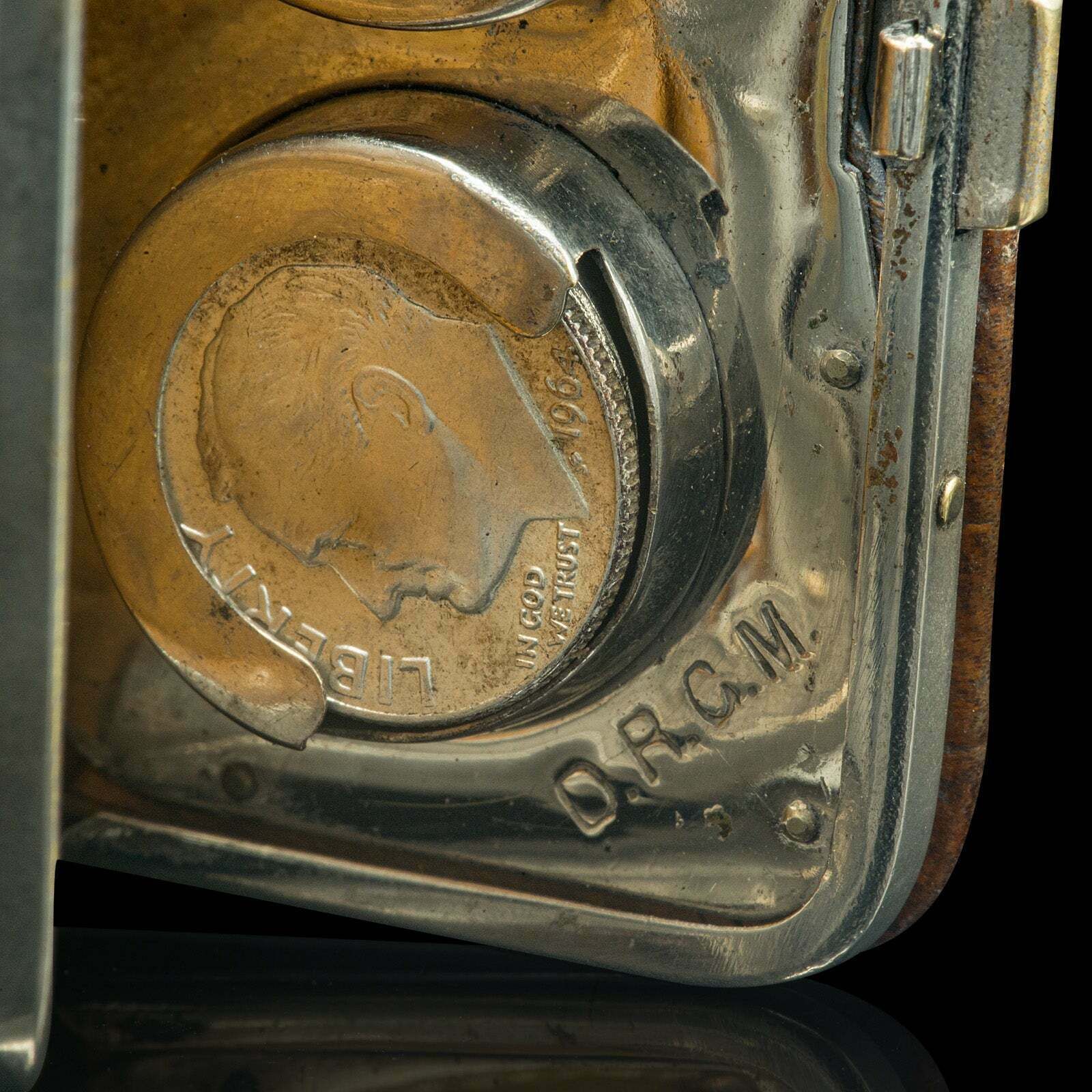 photo for sale Antique Gentleman's Money Clip, German, Leather, Pocket Coin Holder, Edwardian