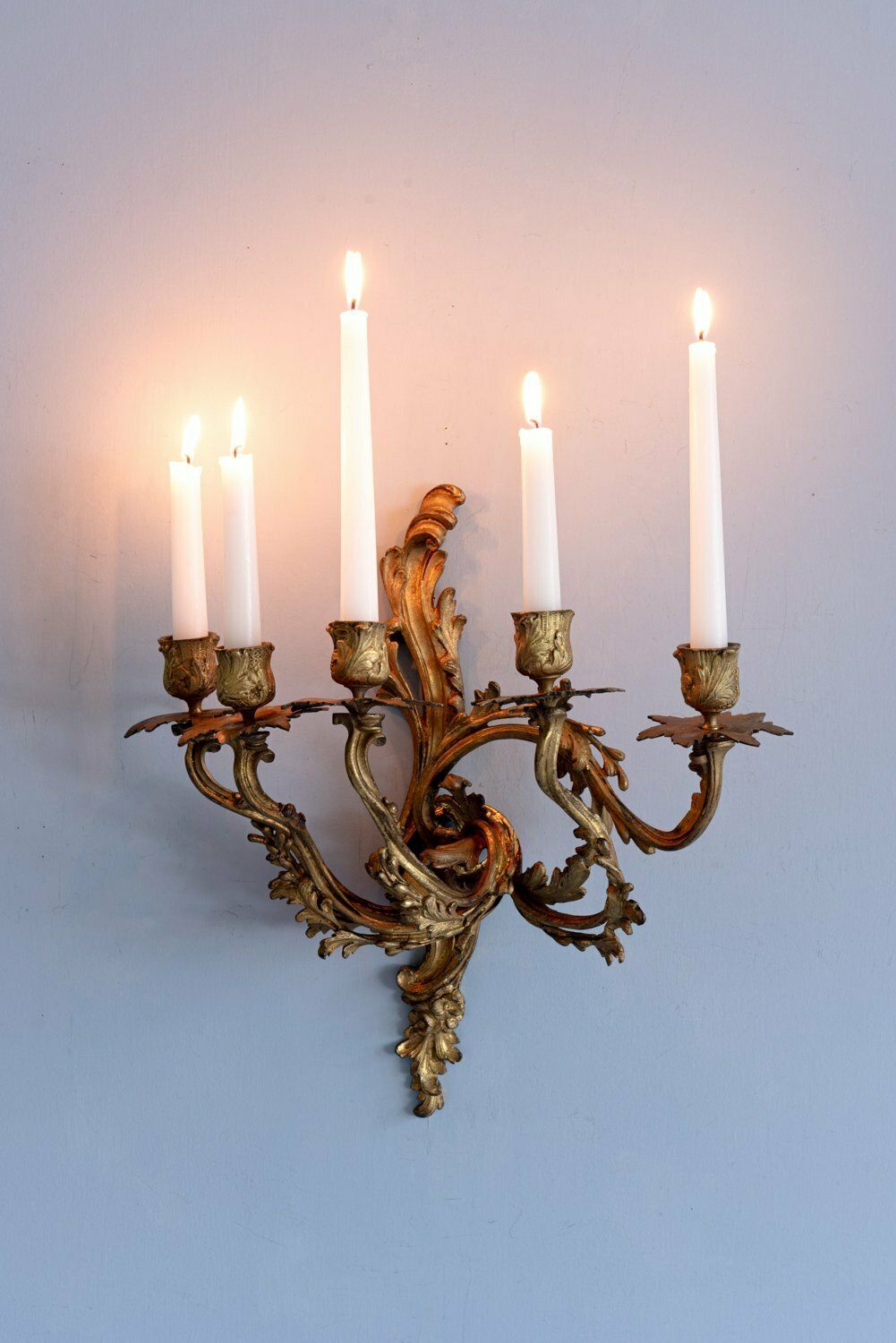photo furniture Pair Of French Louis XV Gilt Bronze Sconces, 19th Century