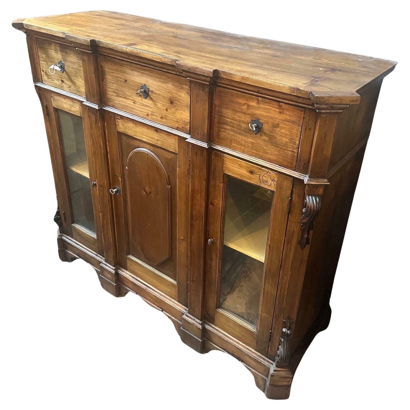 1870s Louis Philippe Hand Carved Fir Wood Sicilian Credenza photo furniture