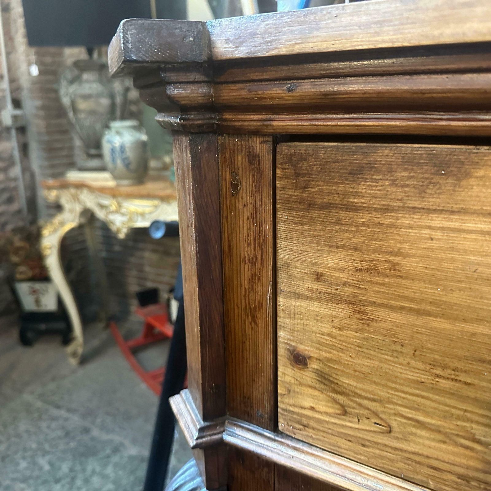 1870s Louis Philippe Hand Carved Fir Wood Sicilian Credenza photo for sale