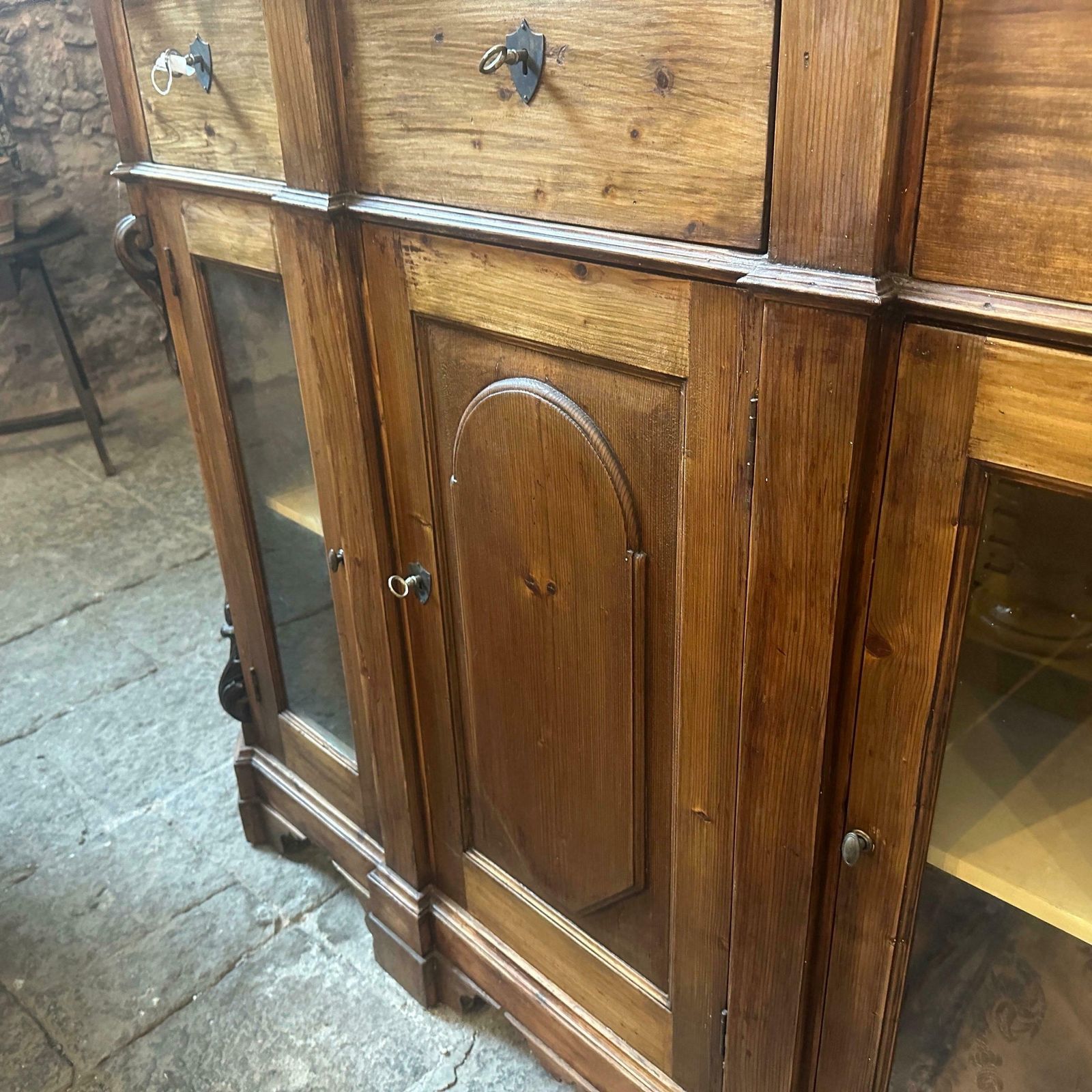 1870s Louis Philippe Hand Carved Fir Wood Sicilian Credenza photo buy