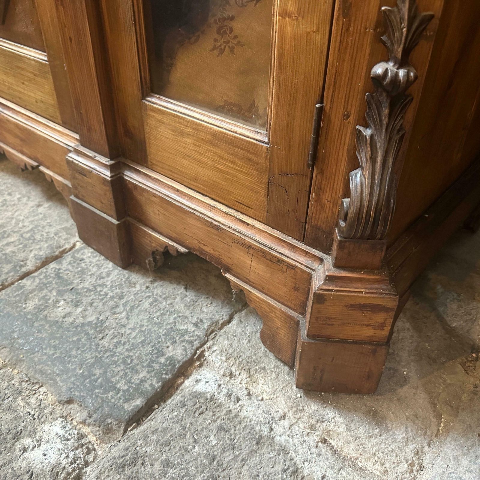 2935.0 1870s Louis Philippe Hand Carved Fir Wood Sicilian Credenza photo