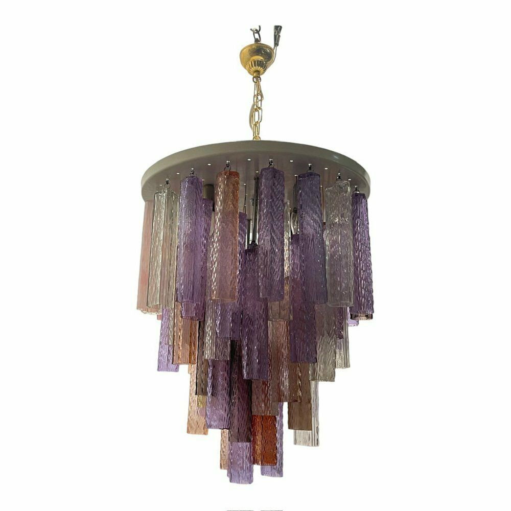 Large Murano Glass Tube Chandelier, 1980s