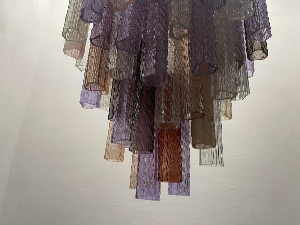 Large Murano Glass Tube Chandelier, 1980s photo Lighting