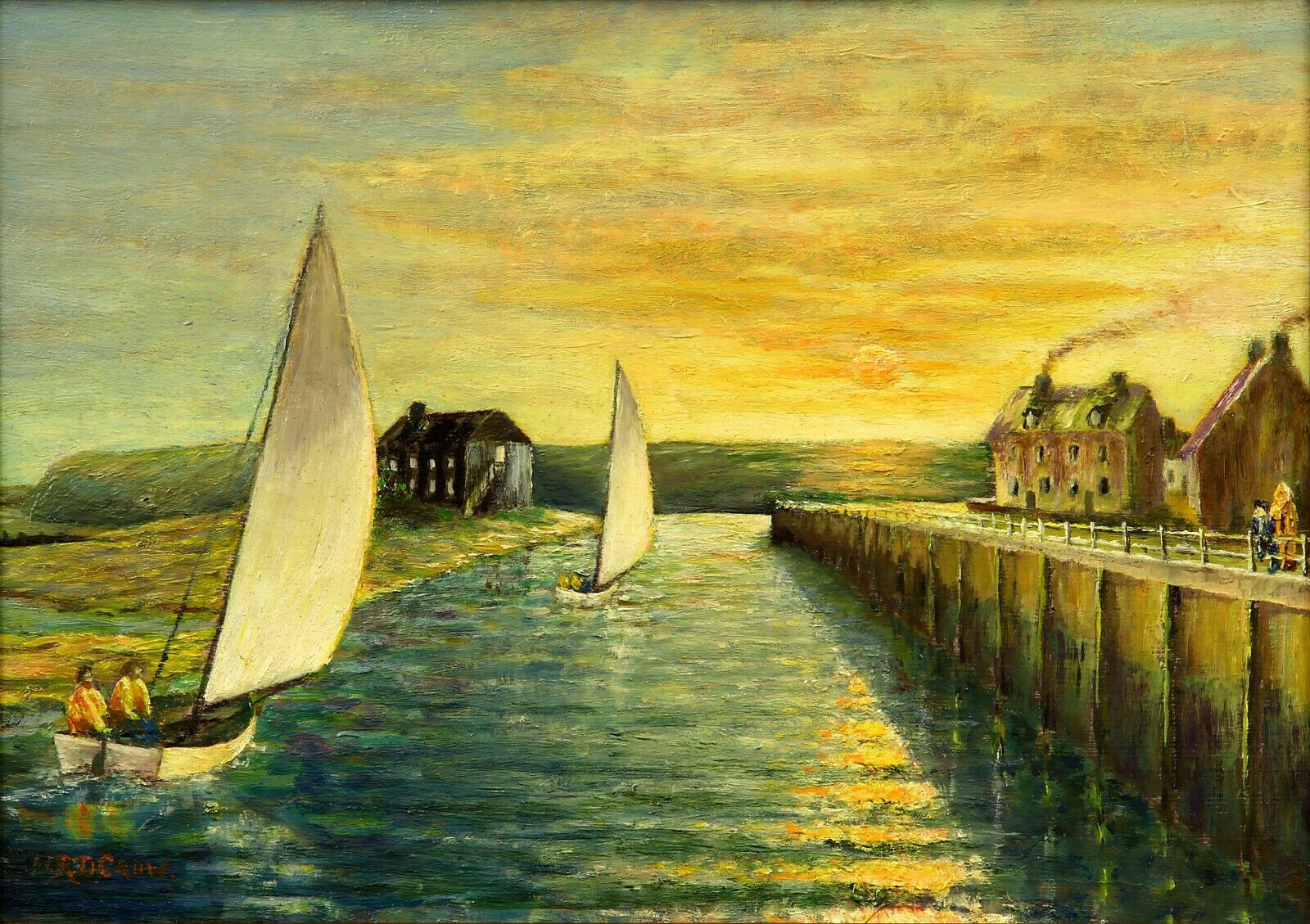 Oil On Board By Richard D Crow. Titled "Mudeford Quay" photo furniture