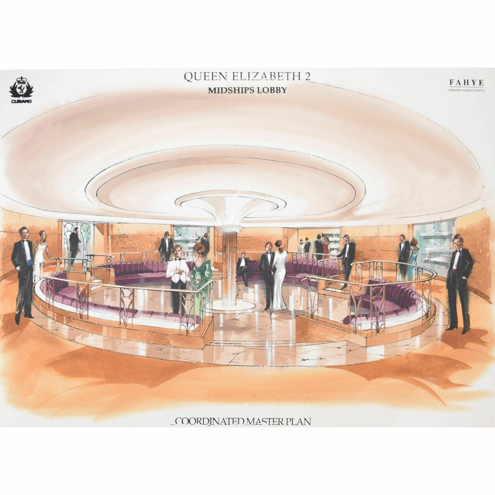 Fahye Design Consultants For Cunard Queen Elizabeth 2 – Midships Lobby photo Art