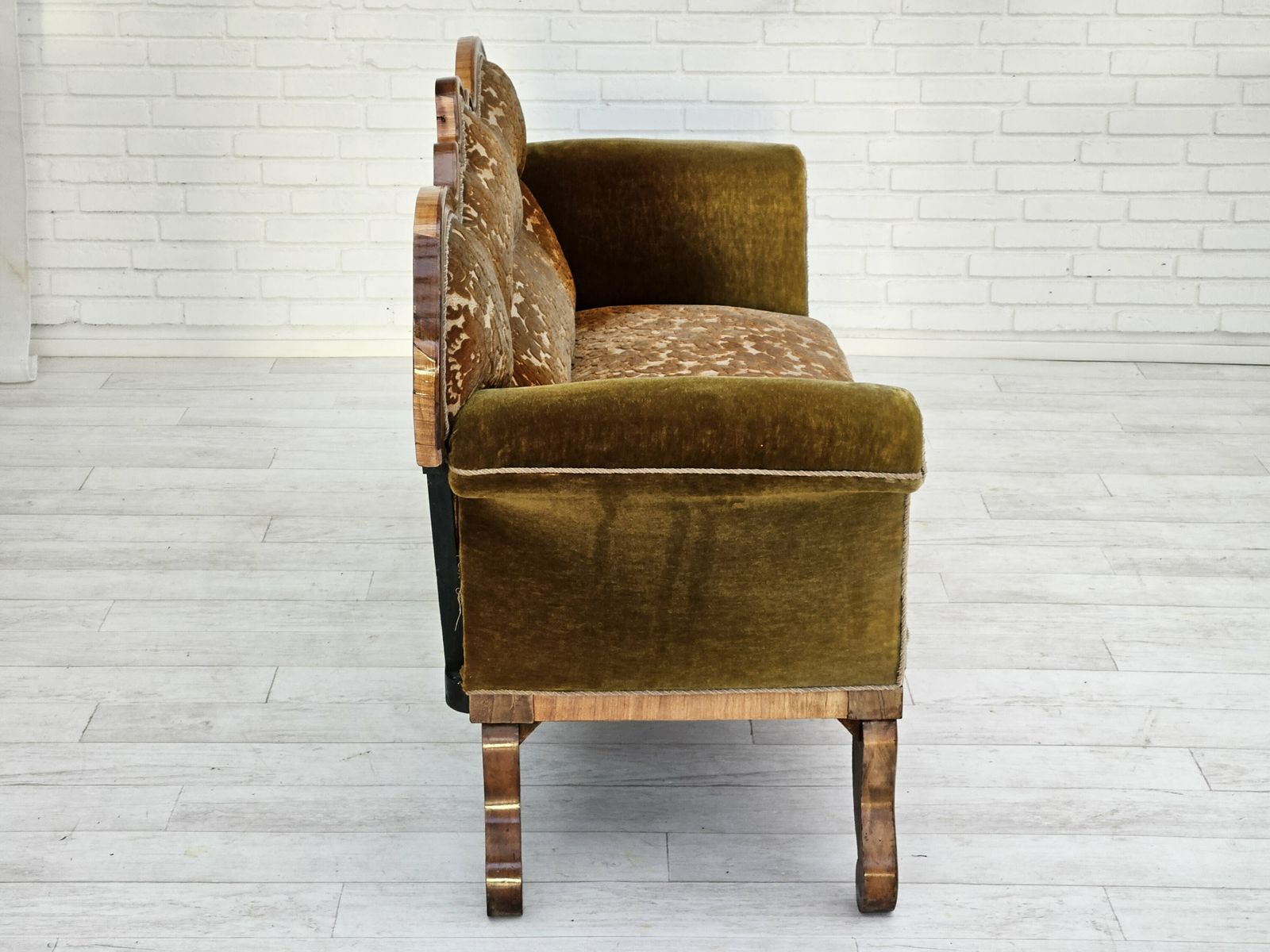 photo furniture 1930s, Danish 2 Seater Sofa, Ash Wood, Original Condition.