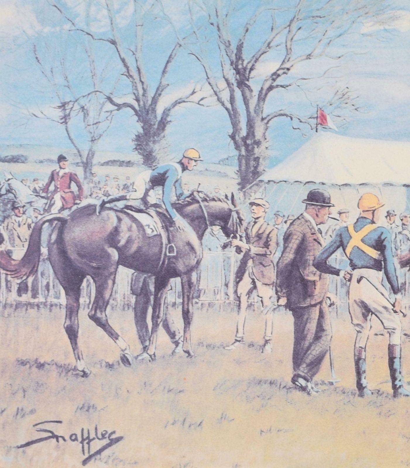 'Oh To Be In England' Signed Horse Racing Print By Snaffles