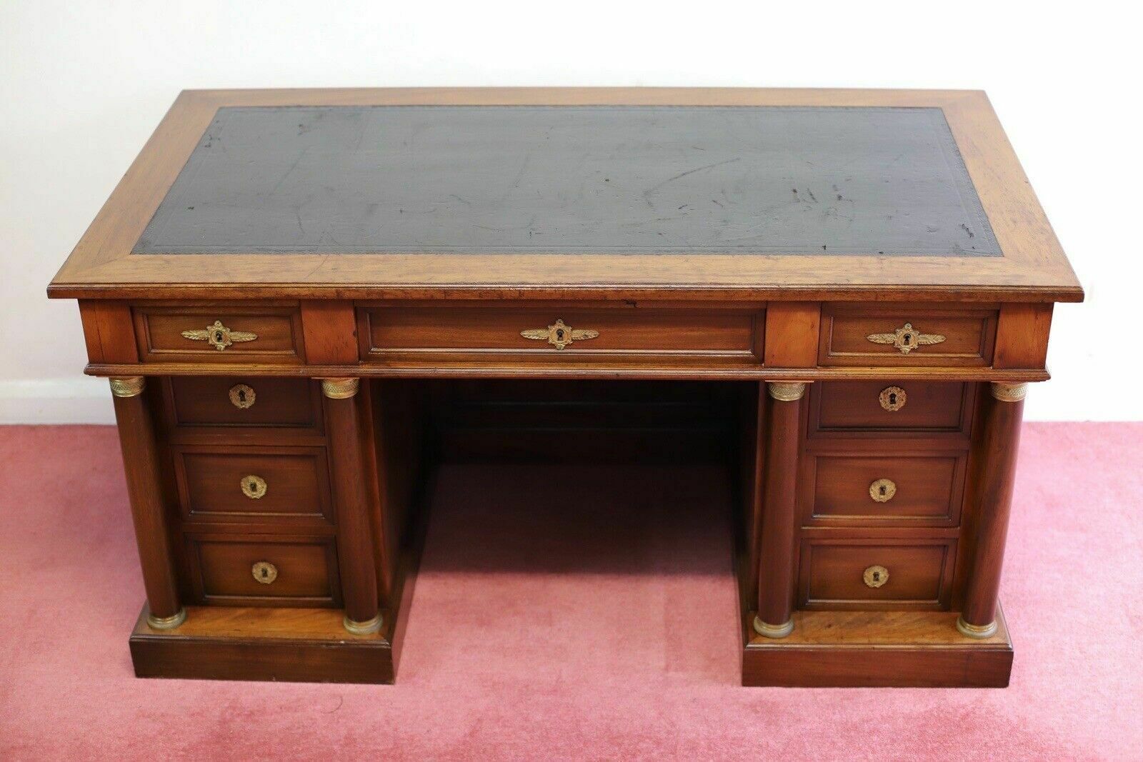 Fine French Empire Style Mahogany Twin Pedestal Desk photo for sale