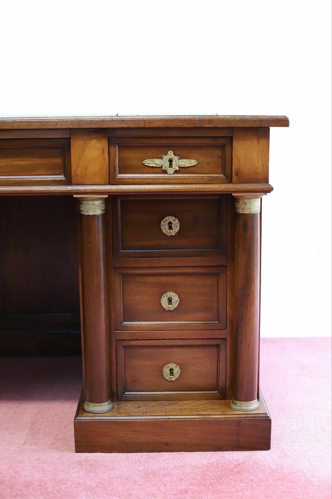 Fine French Empire Style Mahogany Twin Pedestal Desk photo Furniture