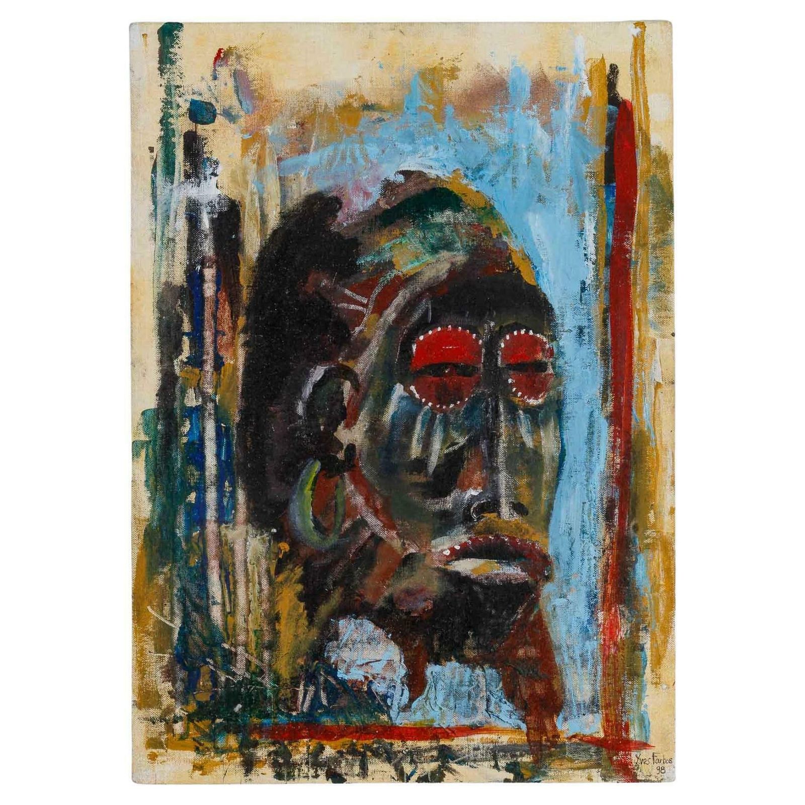 Painting Of An African Mask By Yves Farbos.