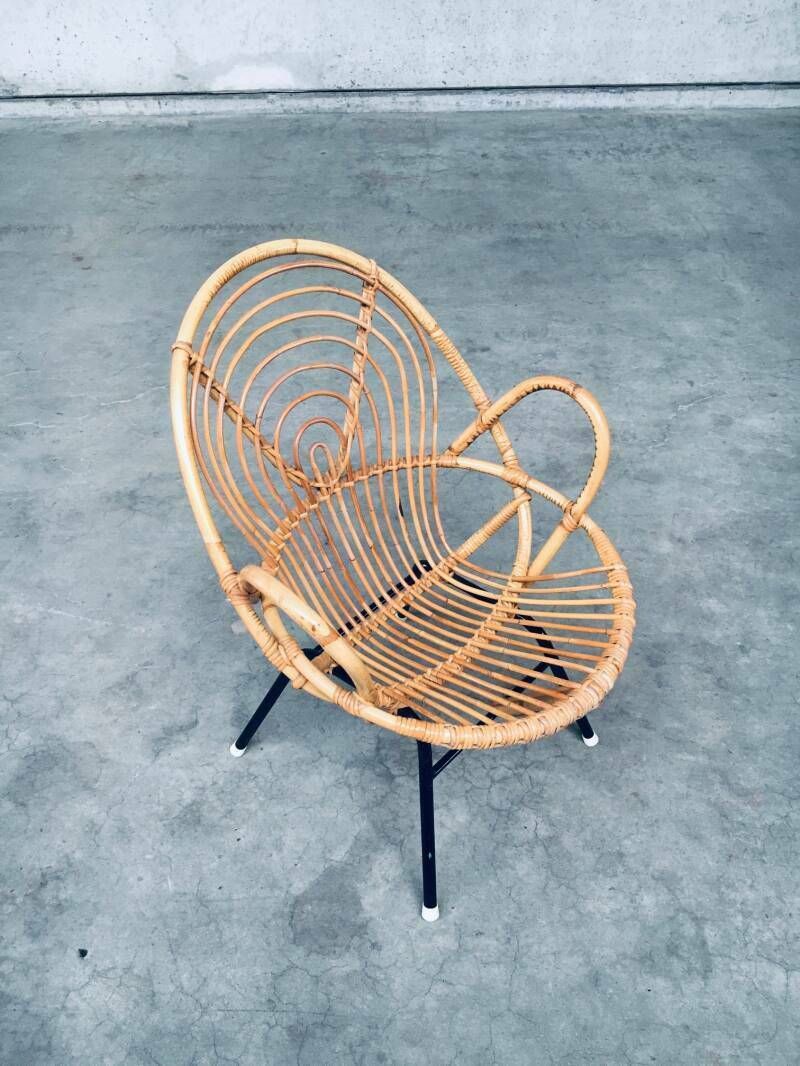 photo buy 1960's Pair Of Rattan Lounge Chairs By Rohe Noordwolde