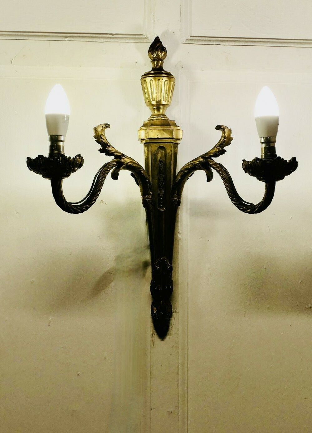 A Superb Pair Of French Neo Classical Large Brass Wall Lights photo furniture