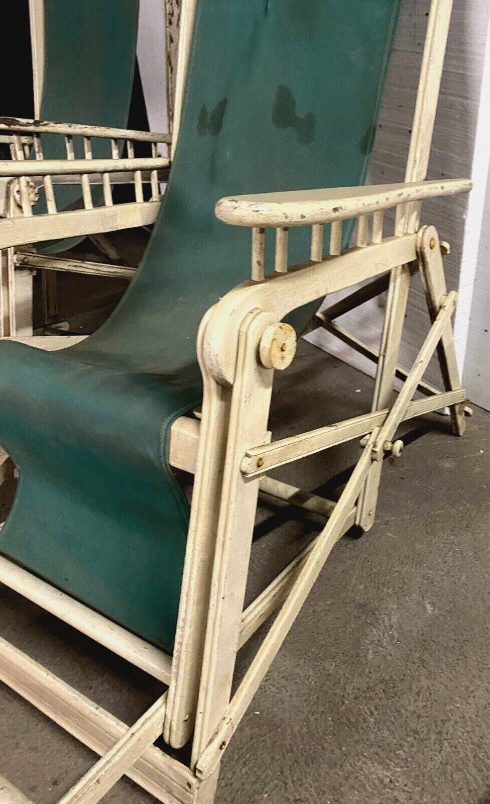Pair Of Old 20th Century Lacquered Wood Deckchairs photo vintage