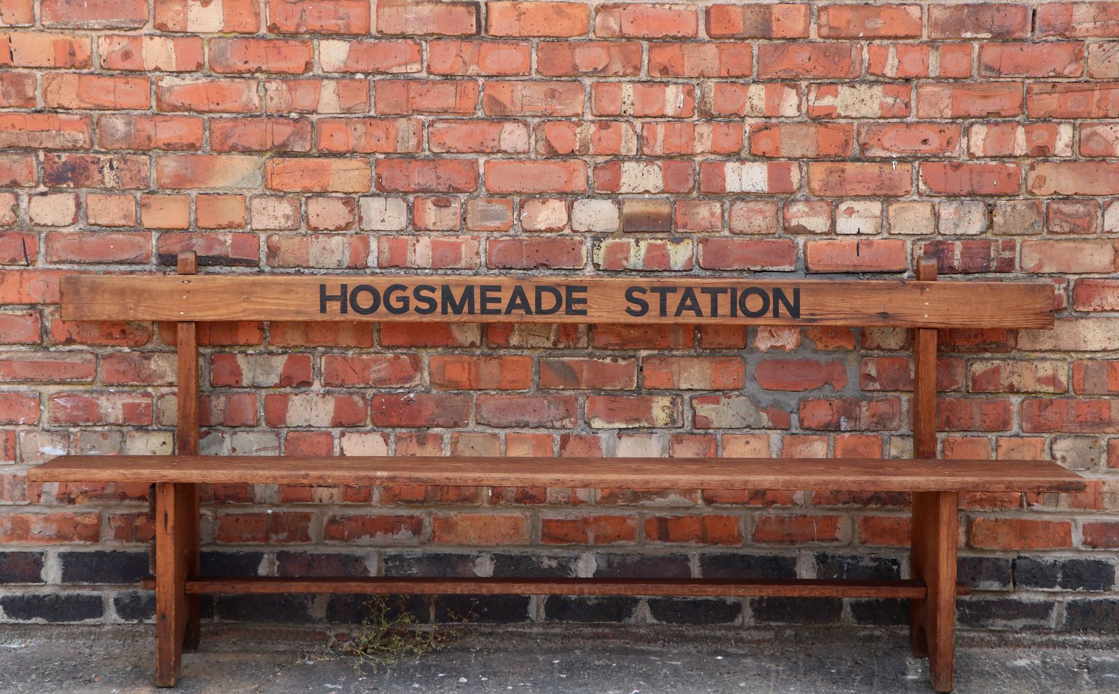A Lovely Quality Wooden Railway Bench, Later Sign Written For Hogsmeade Station.