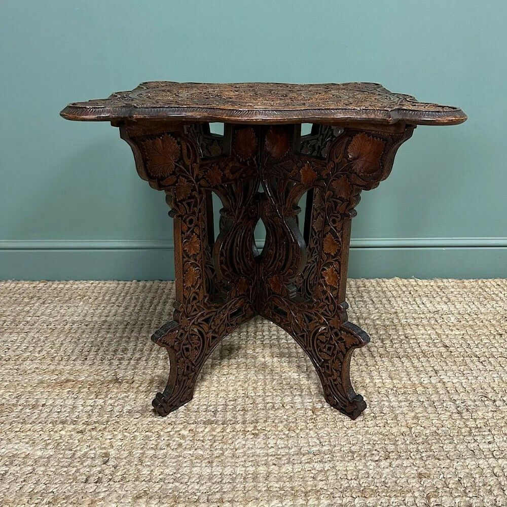 Rare Anglo Indian Antique Carved Table photo vinterior