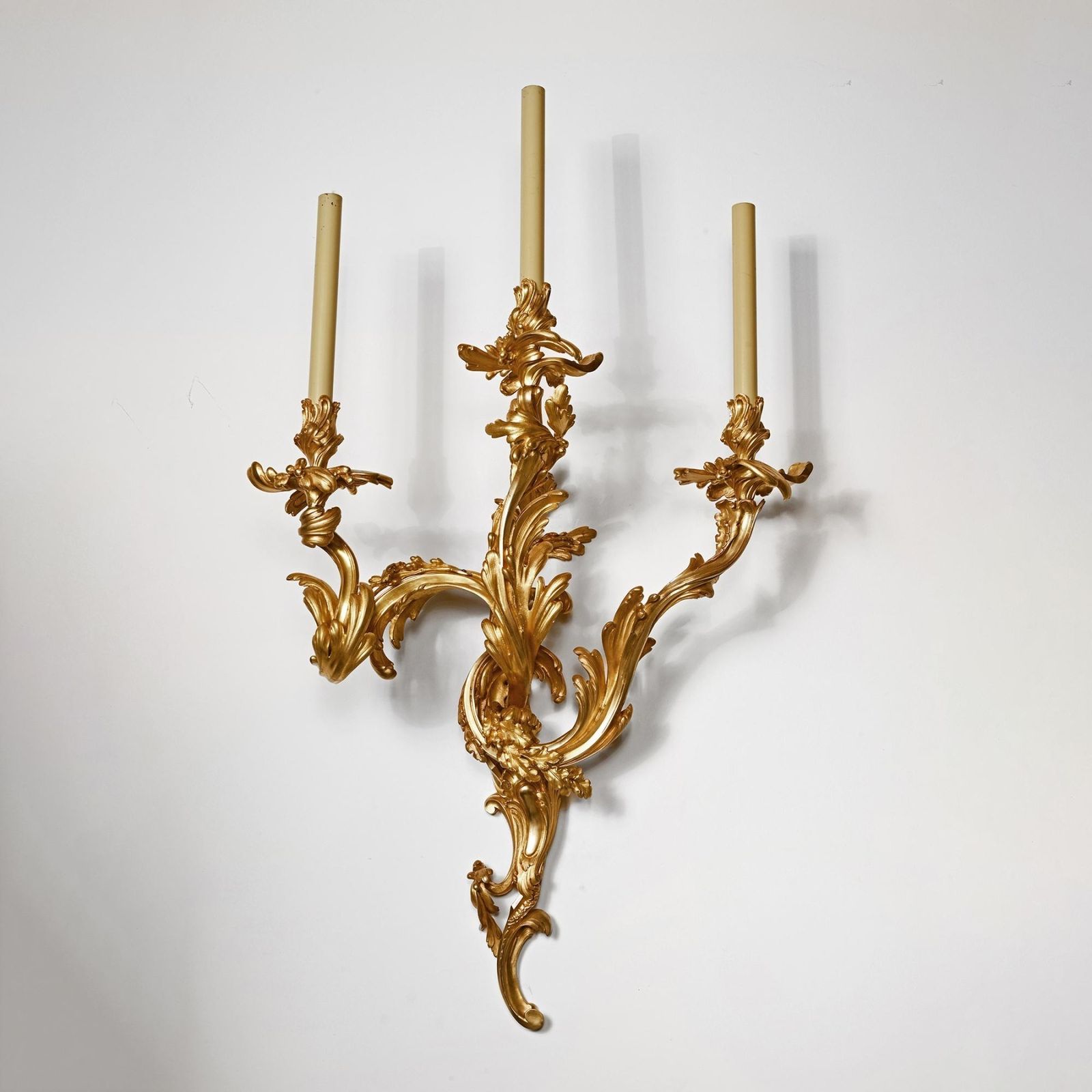 Exceptional Pair Of Large 19th Century French Three Branch Ormolu Wall Lights Or Appliqués photo 9800.0
