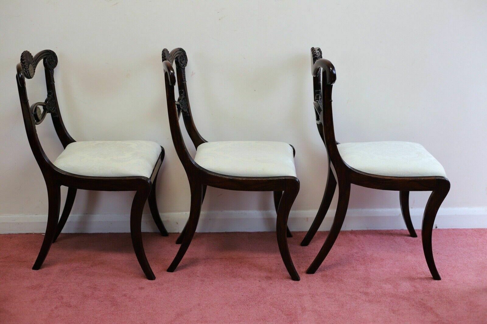 Beautiful Set Of Six Regency Rosewood And Brass Inlaid Dining Chairs photo vinterior