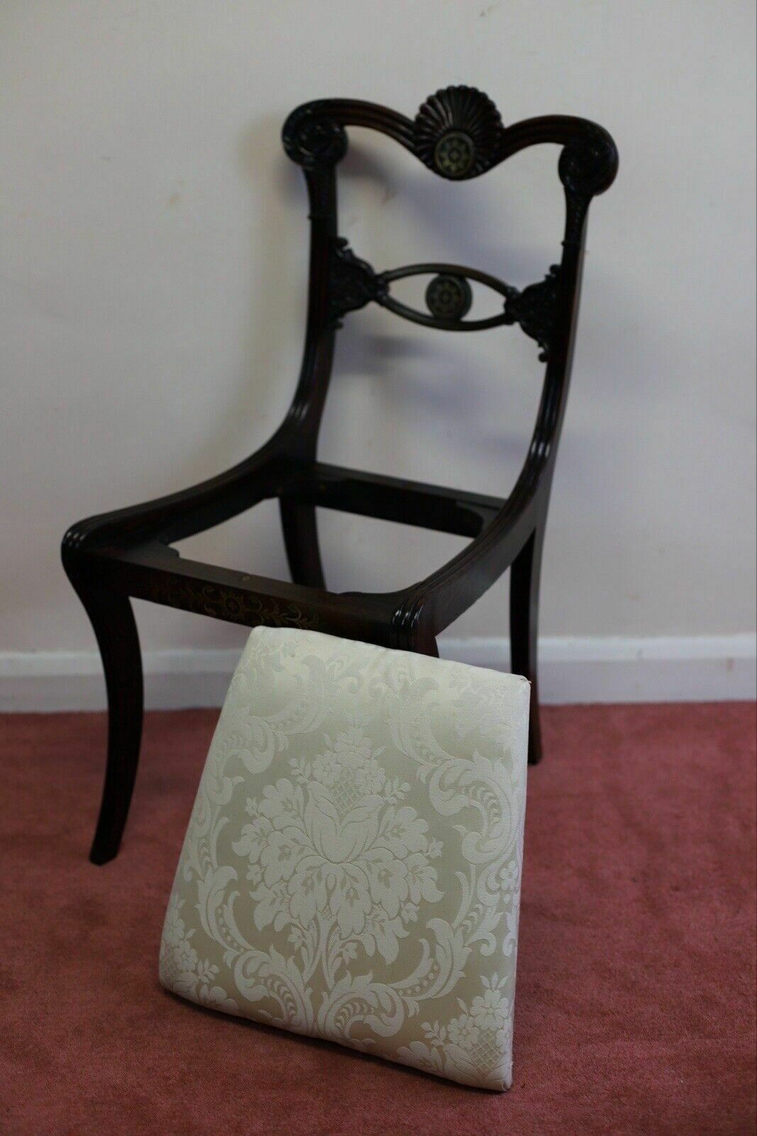 Furniture Beautiful Set Of Six Regency Rosewood And Brass Inlaid Dining Chairs photo
