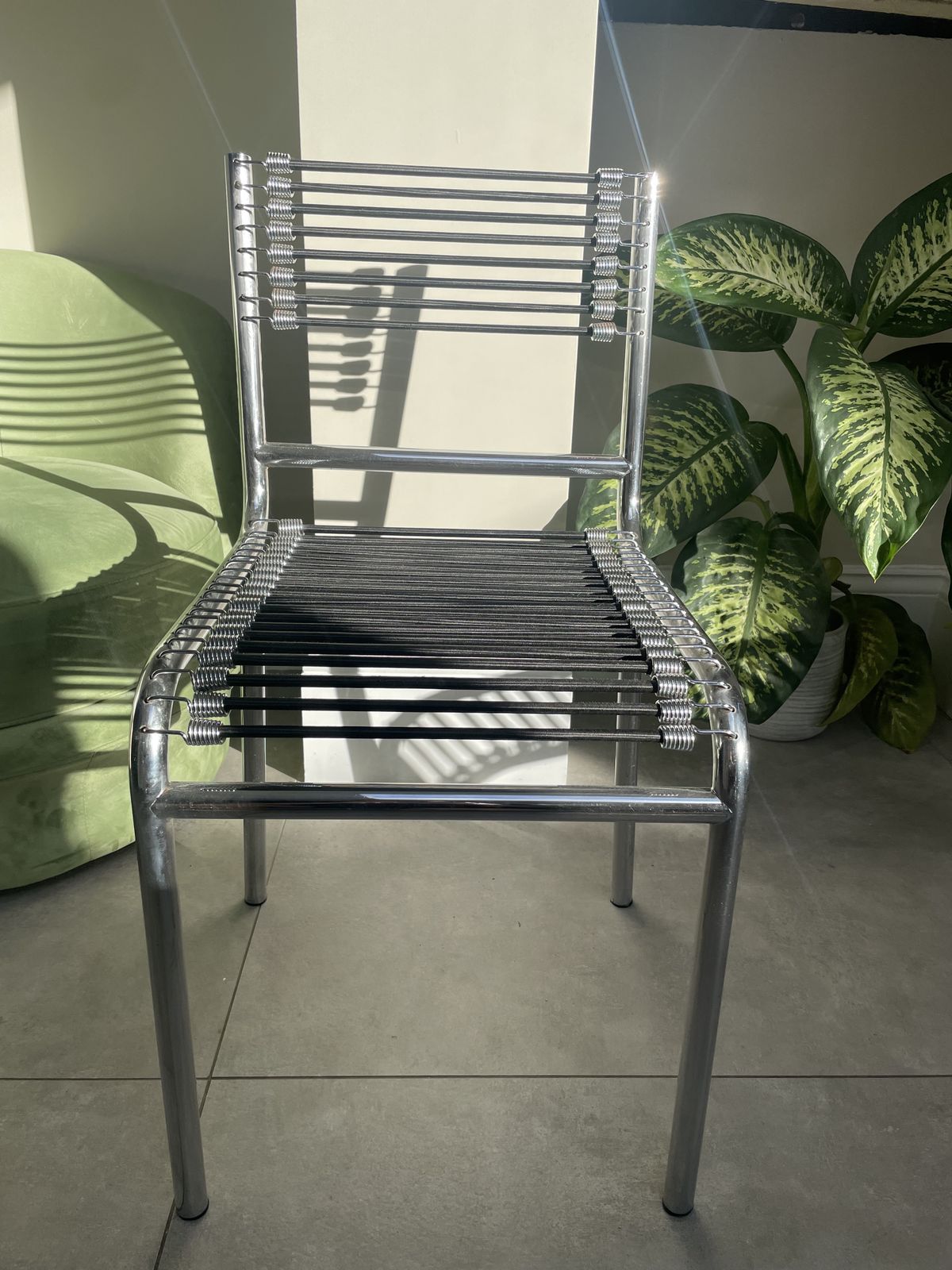 Set Of 4 René Herbst 'Sandows' Chairs Steel And Cord Design 1928 Produced 1970s photo Furniture
