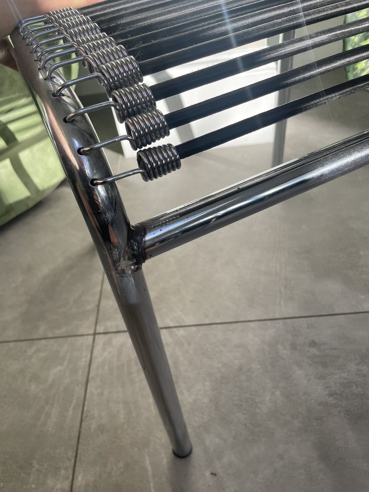 photo for sale Set Of 4 René Herbst 'Sandows' Chairs Steel And Cord Design 1928 Produced 1970s