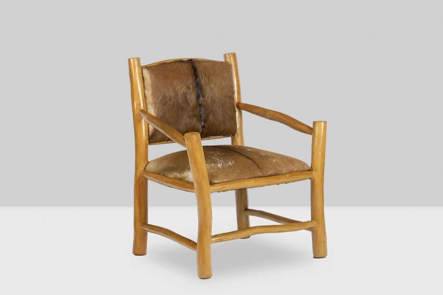Brutalist Style Armchair In Elm And Goatskin, 1970s photo furniture