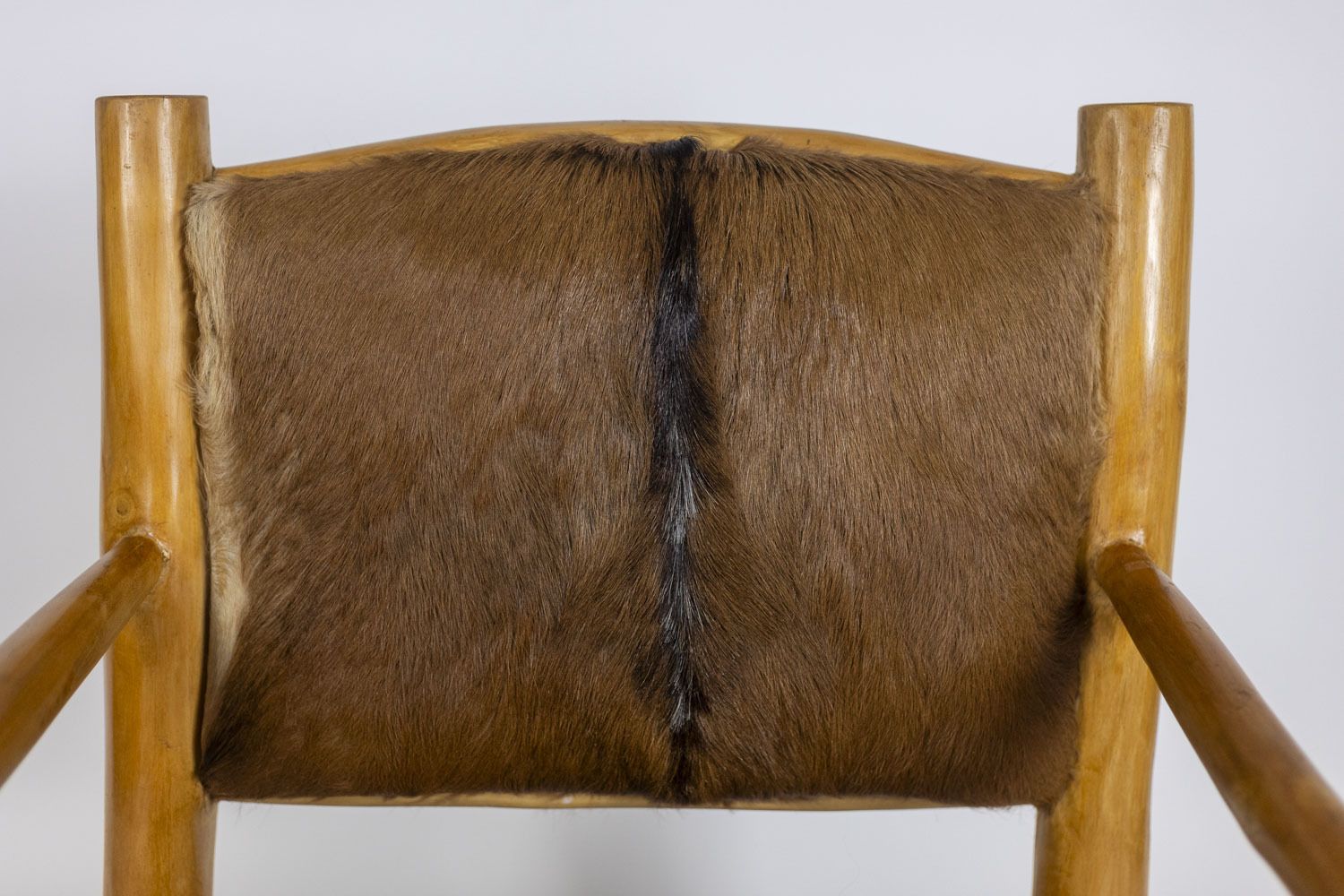 Brutalist Style Armchair In Elm And Goatskin, 1970s photo vintage