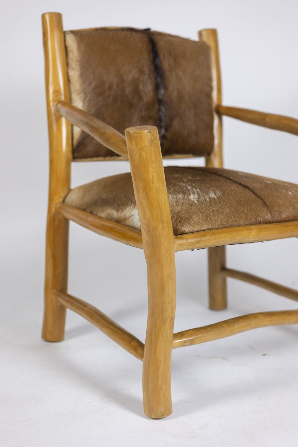 photo furniture Brutalist Style Armchair In Elm And Goatskin, 1970s