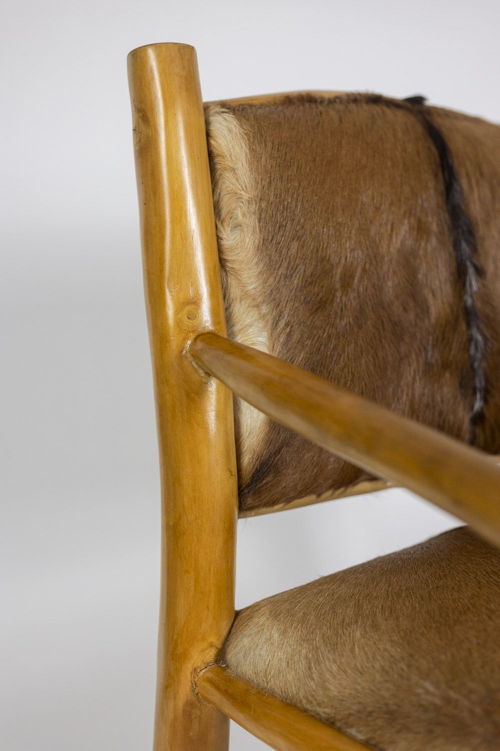 photo for sale Brutalist Style Armchair In Elm And Goatskin, 1970s