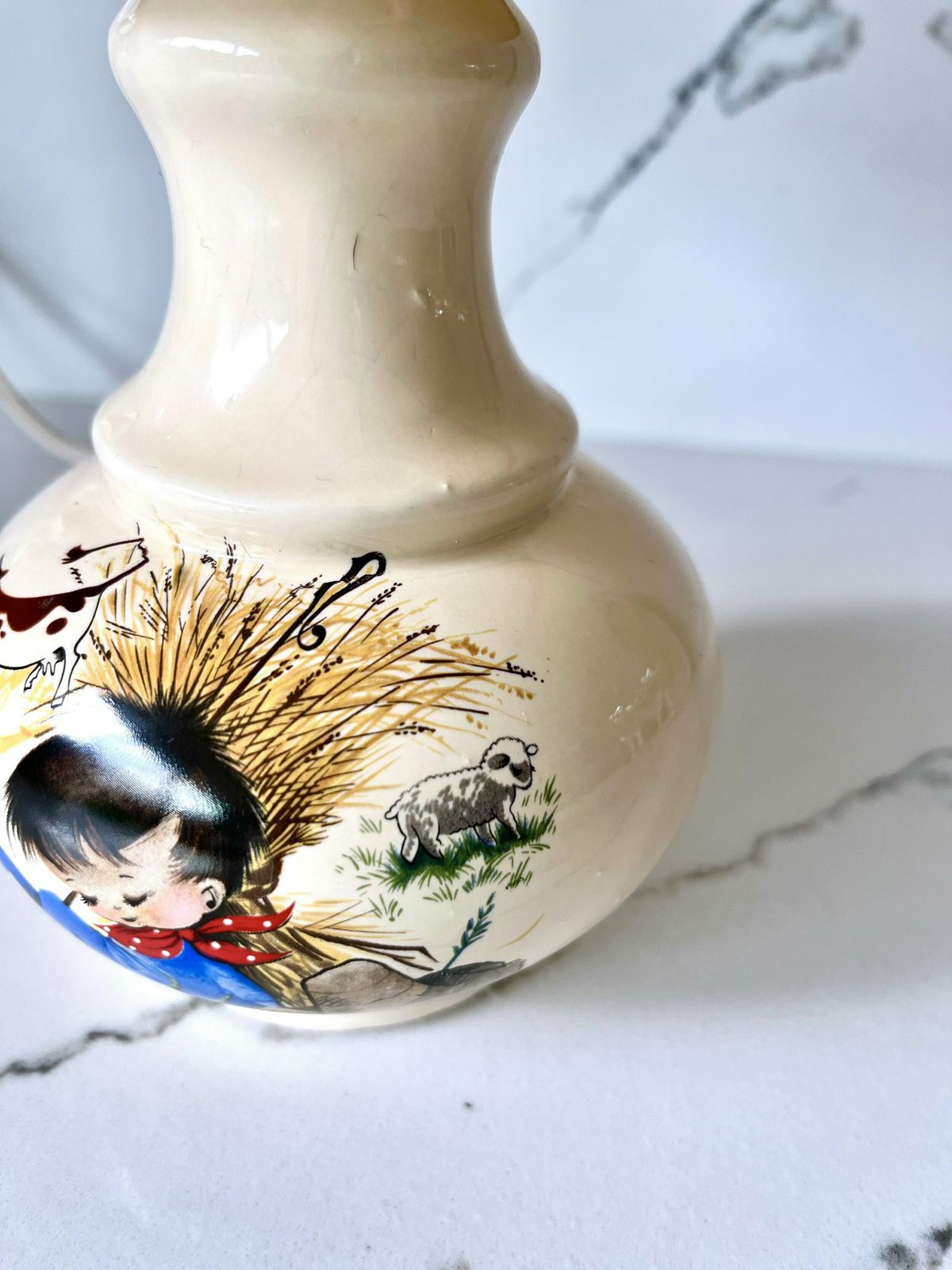 Vintage 1960s Hand Painted Childrens Lamp photo vintage