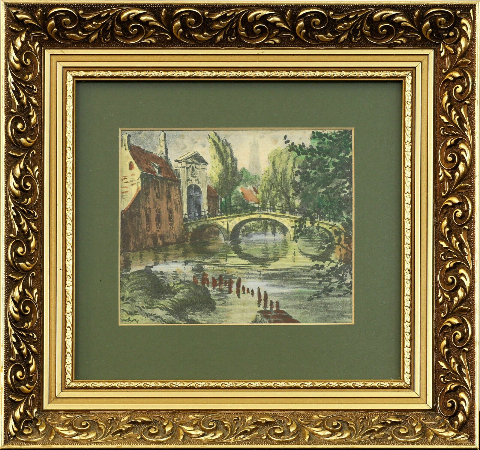Watercolour Of Beguinage Bridge In Bruges