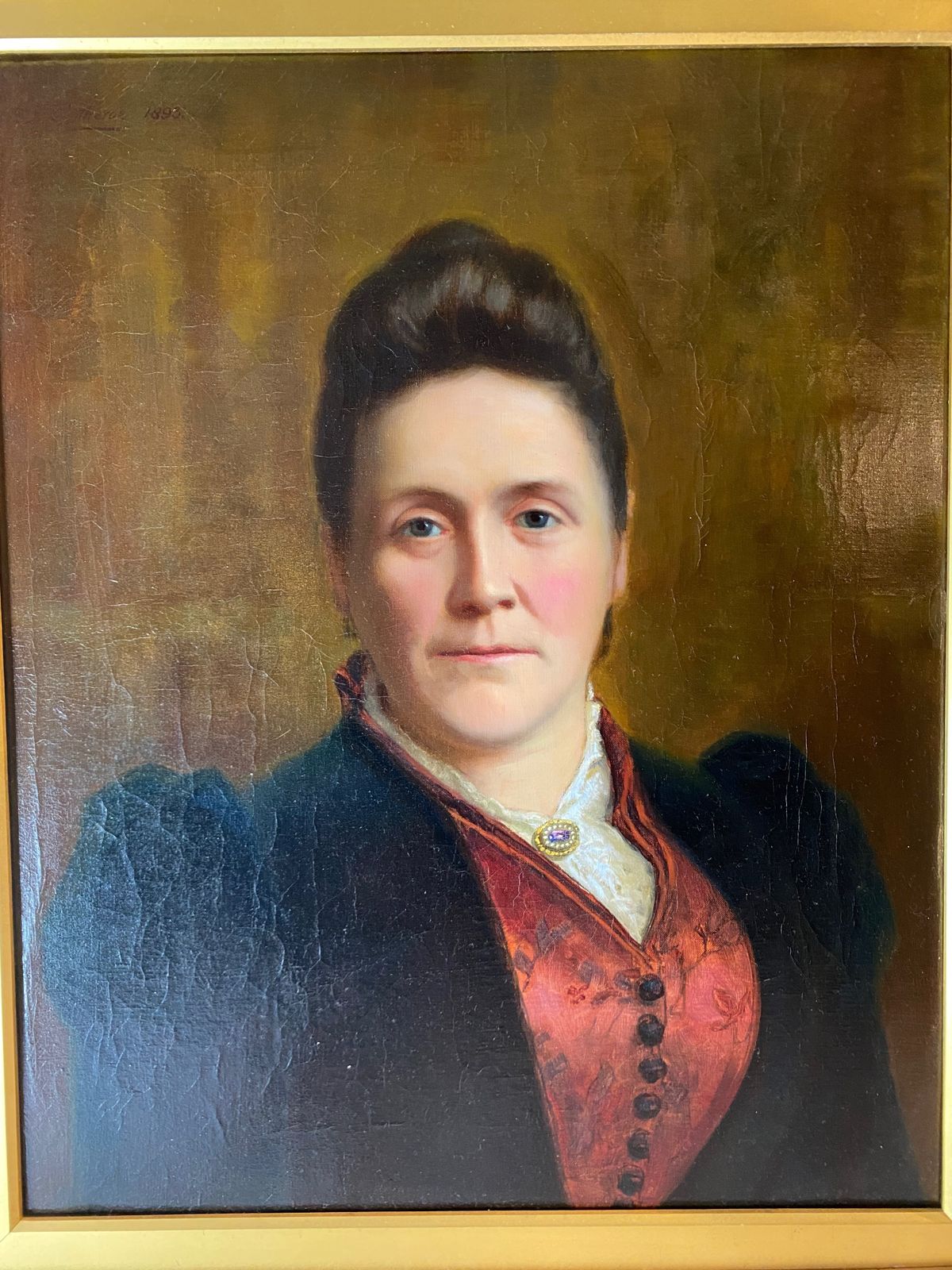 Oil Painting   Portrait Of A 19th Stern Faced Lady photo for sale