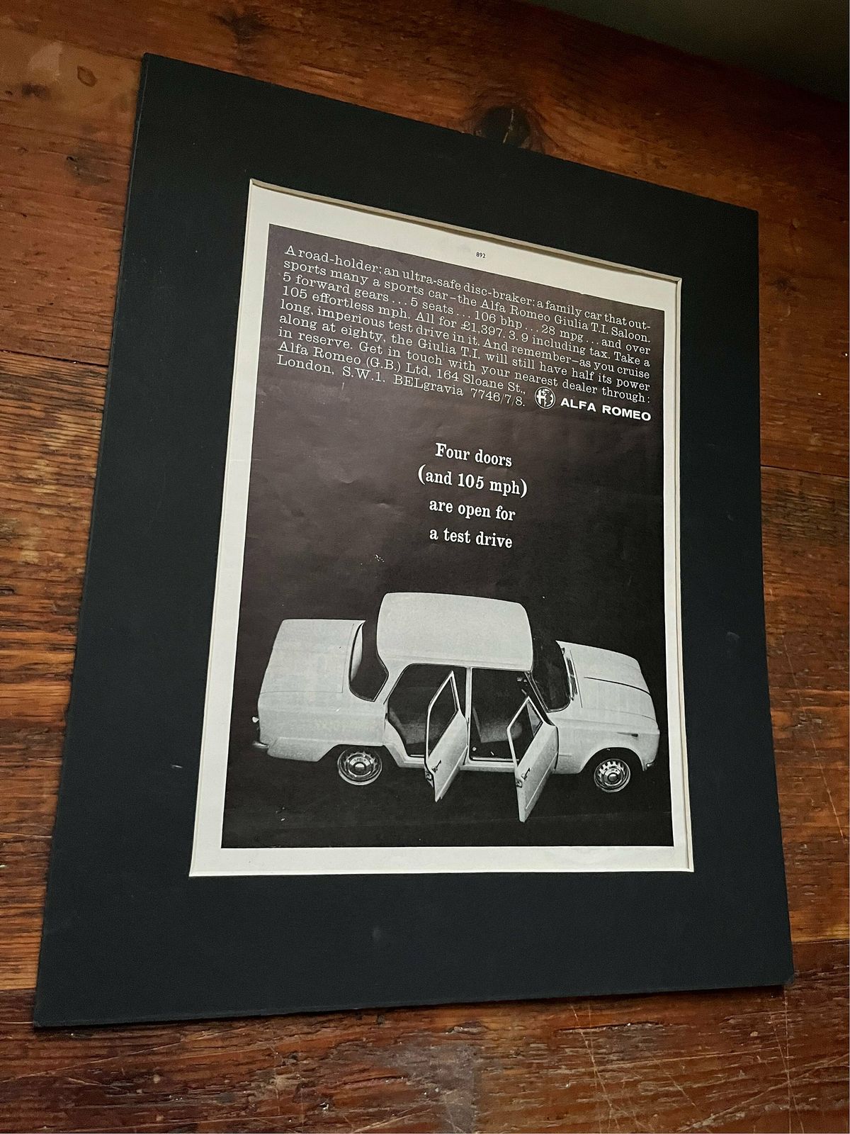 Alfa Romeo Giulia Original Advertising Print 1965 photo for sale