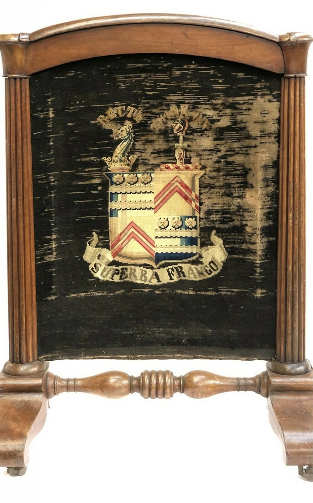 A C19th Mahogany Firescreen Depicting The Clan Maclellan Coat Of Arms photo furniture