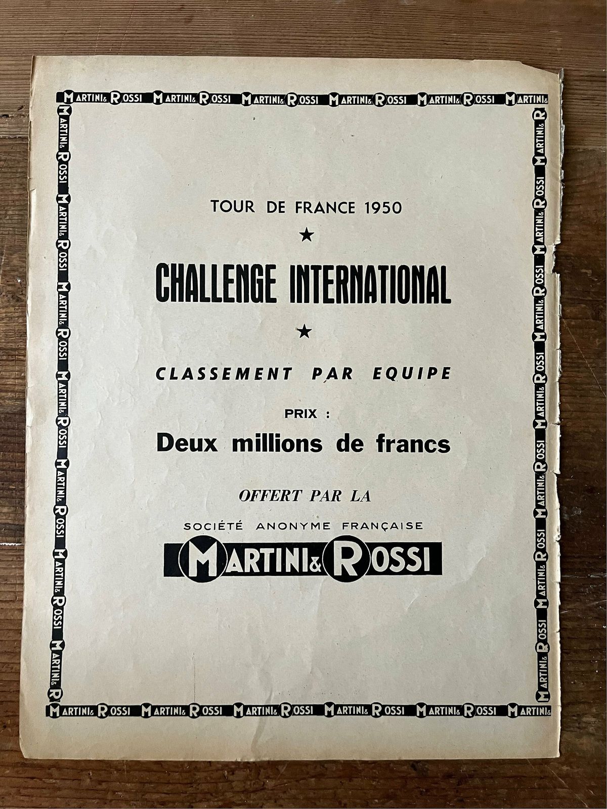 1950 Martini Tour De France Vintage Advertisement photo furniture
