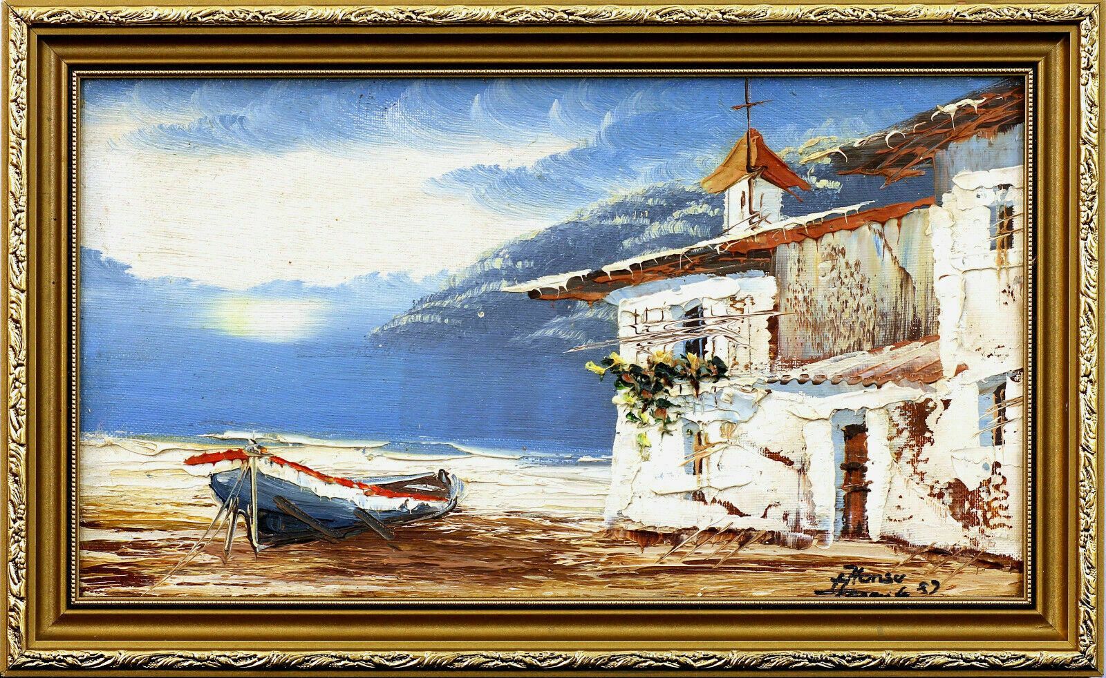 Oil On Board Of A Mediterranean Coastal View