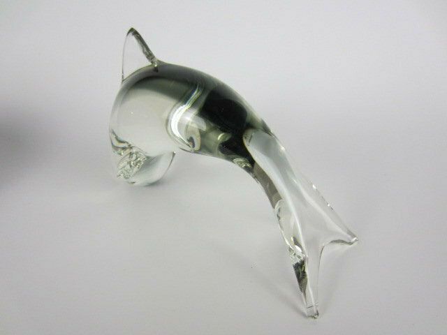 Leaping Grey Dolphin Figurine Sculpture Italian Sommerso Art Glass V Nason And C photo vinterior