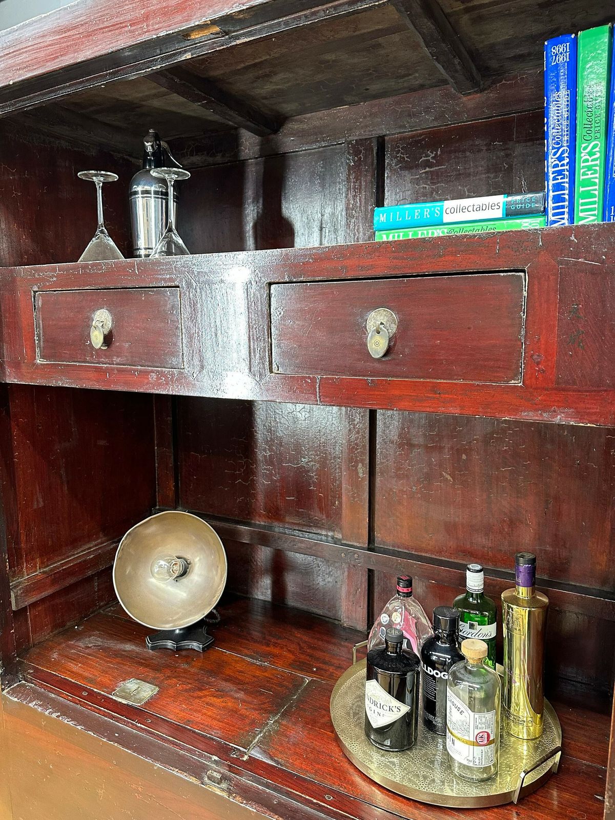 Antique Chinese Open Cabinet   Antique Display   Red Wedding Cabinet   Bookcase photo furniture