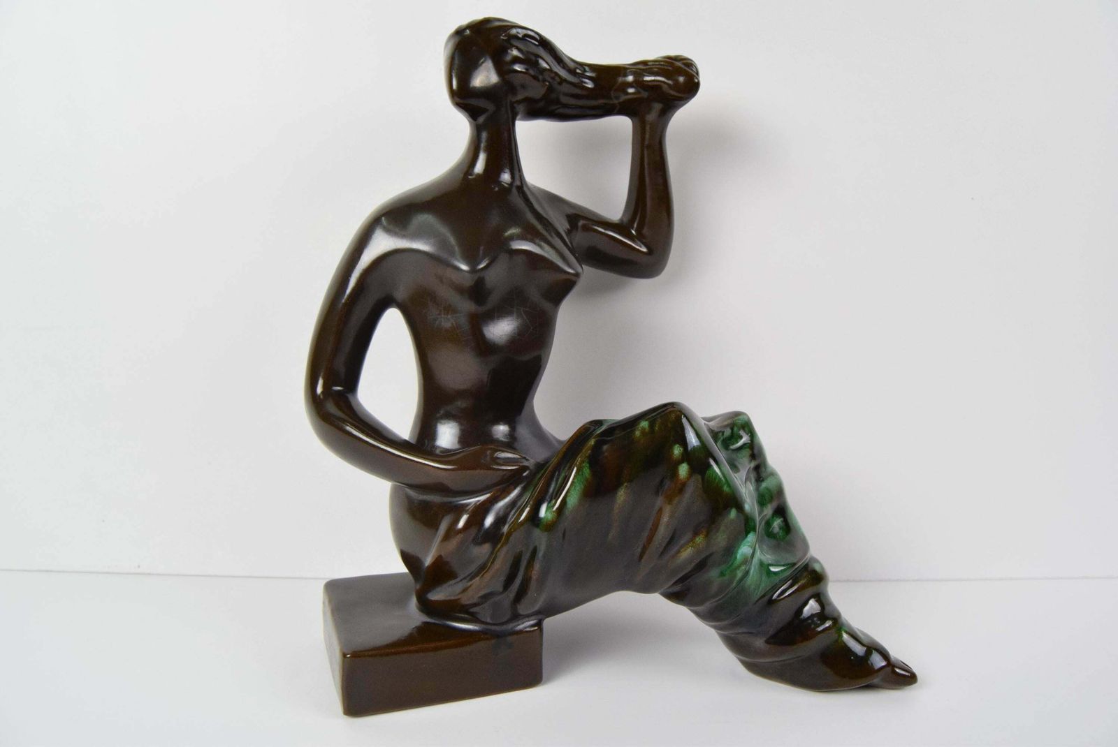 Ceramic Sculpture Of A Sitting Woman By Jitka Forejtová. 1960's. photo for sale