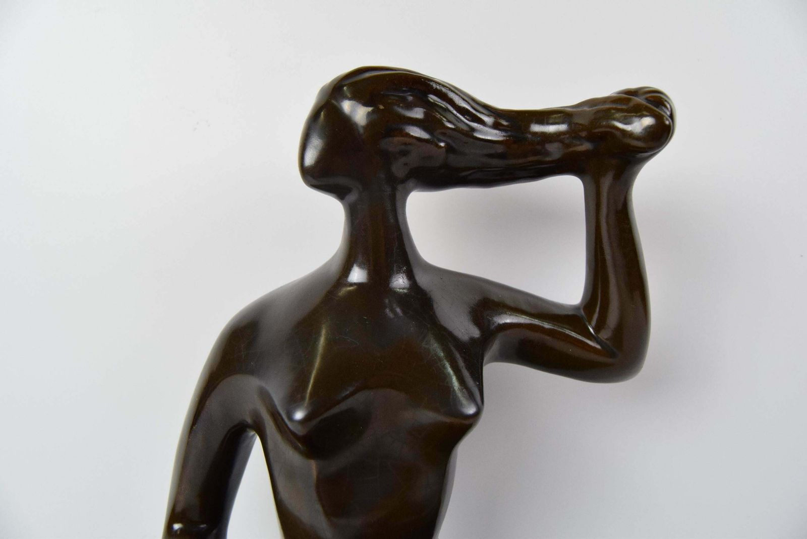 photo for sale Ceramic Sculpture Of A Sitting Woman By Jitka Forejtová. 1960's.
