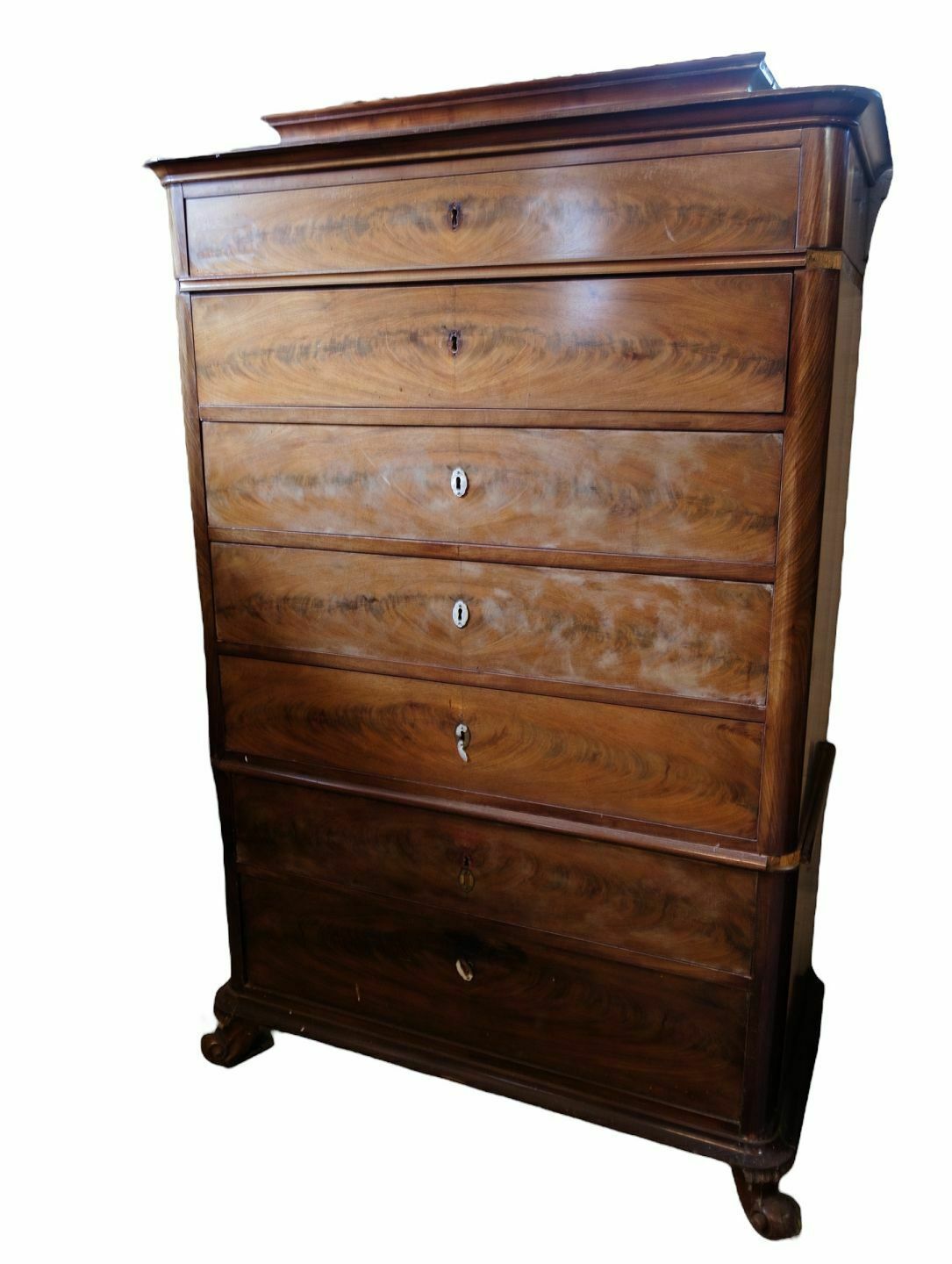 High Chest Of Drawers In Mahogany From 1840s