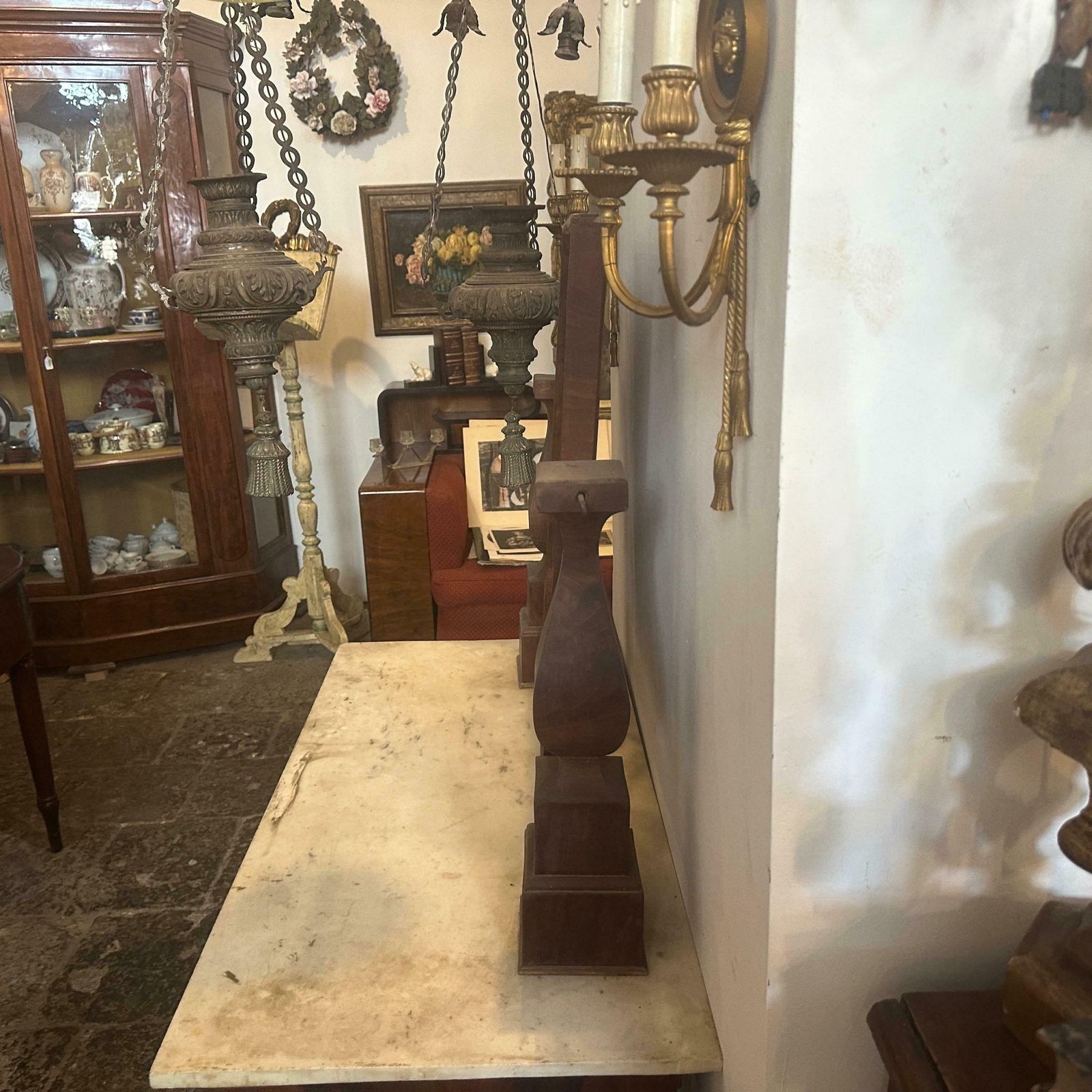 Mid 19th Century Fir Wood Veneered In Mahogany And Marble Sicilian Vanity Table photo for sale