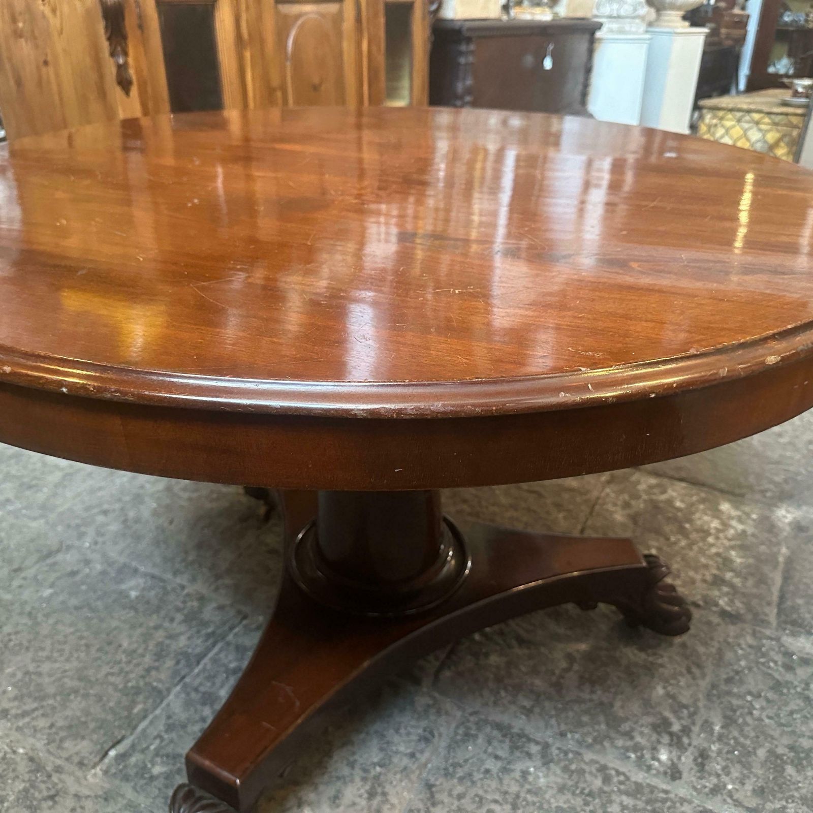 1840s Empire Veneered Mahogany Wood Sicilian Round Tilt Top Table photo 2481.0