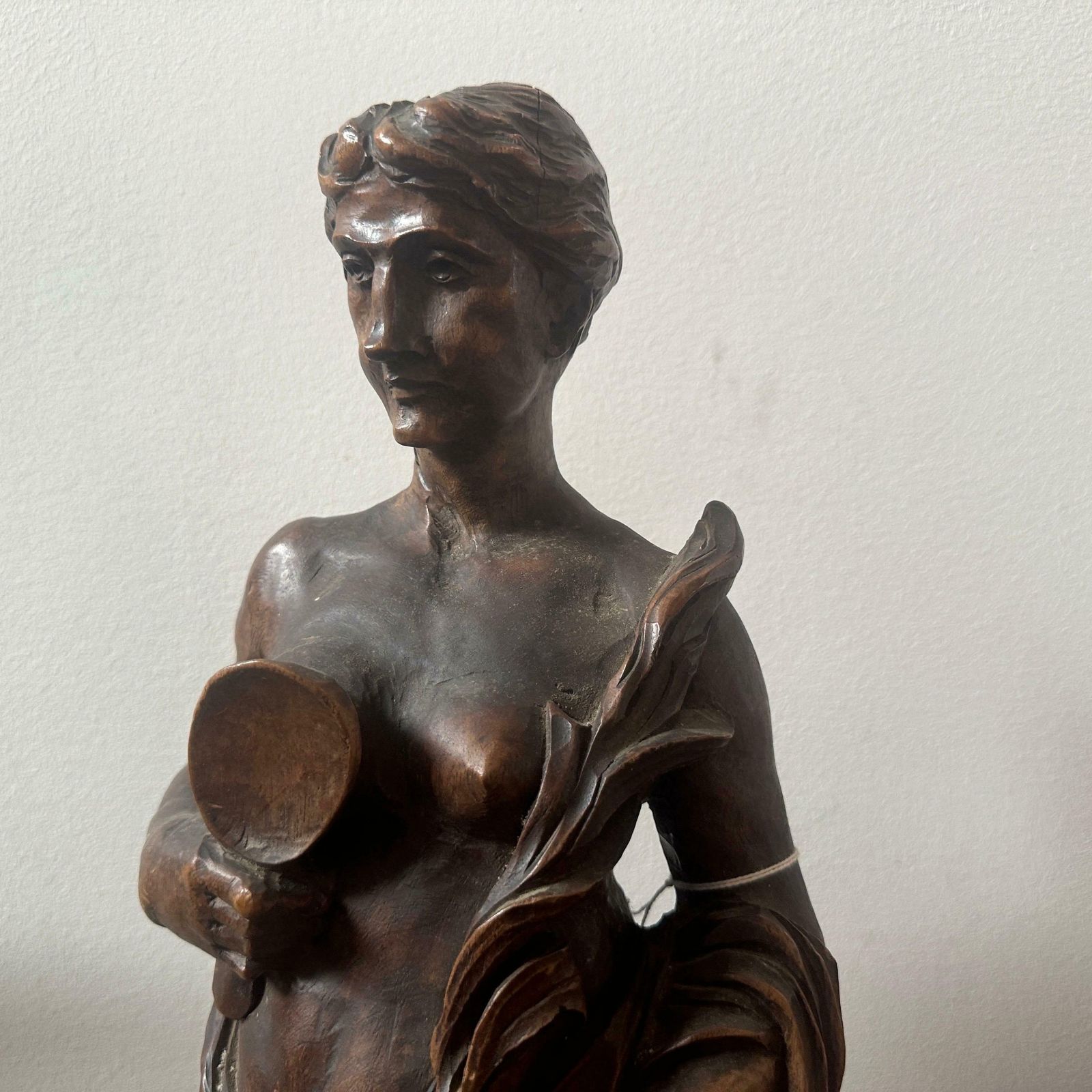 photo buy 1850s Neoclassical Hand Carved Walnut Italian Sculpture Of A Roman Bather