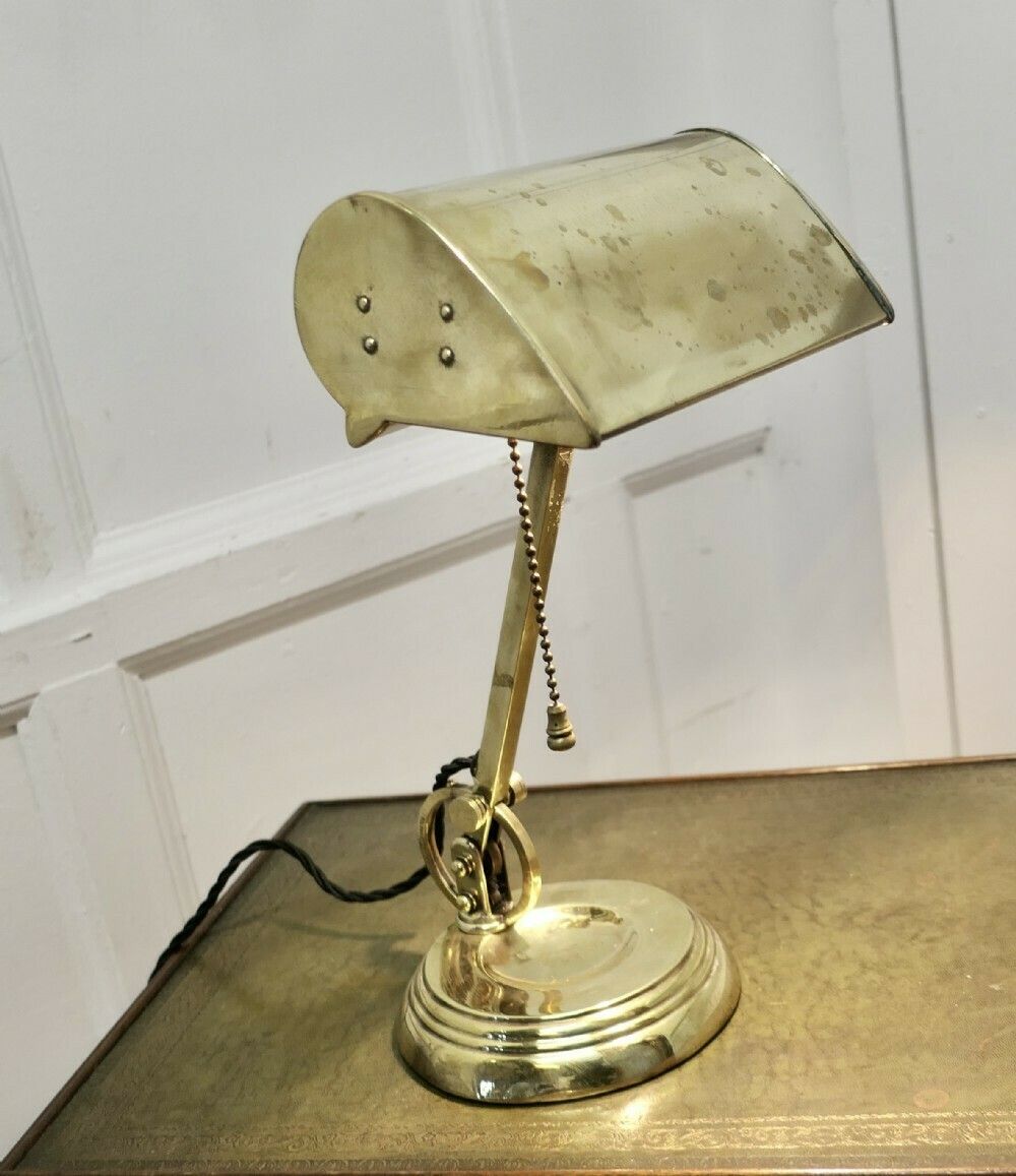Superb Art Deco Articulated Bankers Brass Desk Lamp,